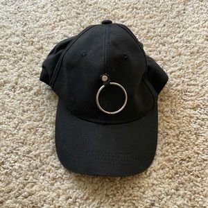 Black Baseball Cap with Ring Design